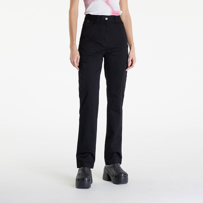 Cargo byxor CALVIN KLEIN Jeans Woven Label High Rise Straight Pant Black Svart | J20J223117 BEH