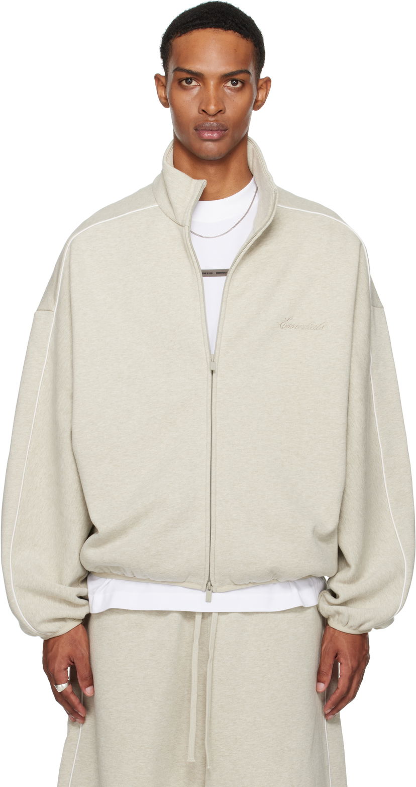 Jacka Fear of God ESSENTIALS Modern Fit Fleece Track Jacket Beige | 202SP256892F