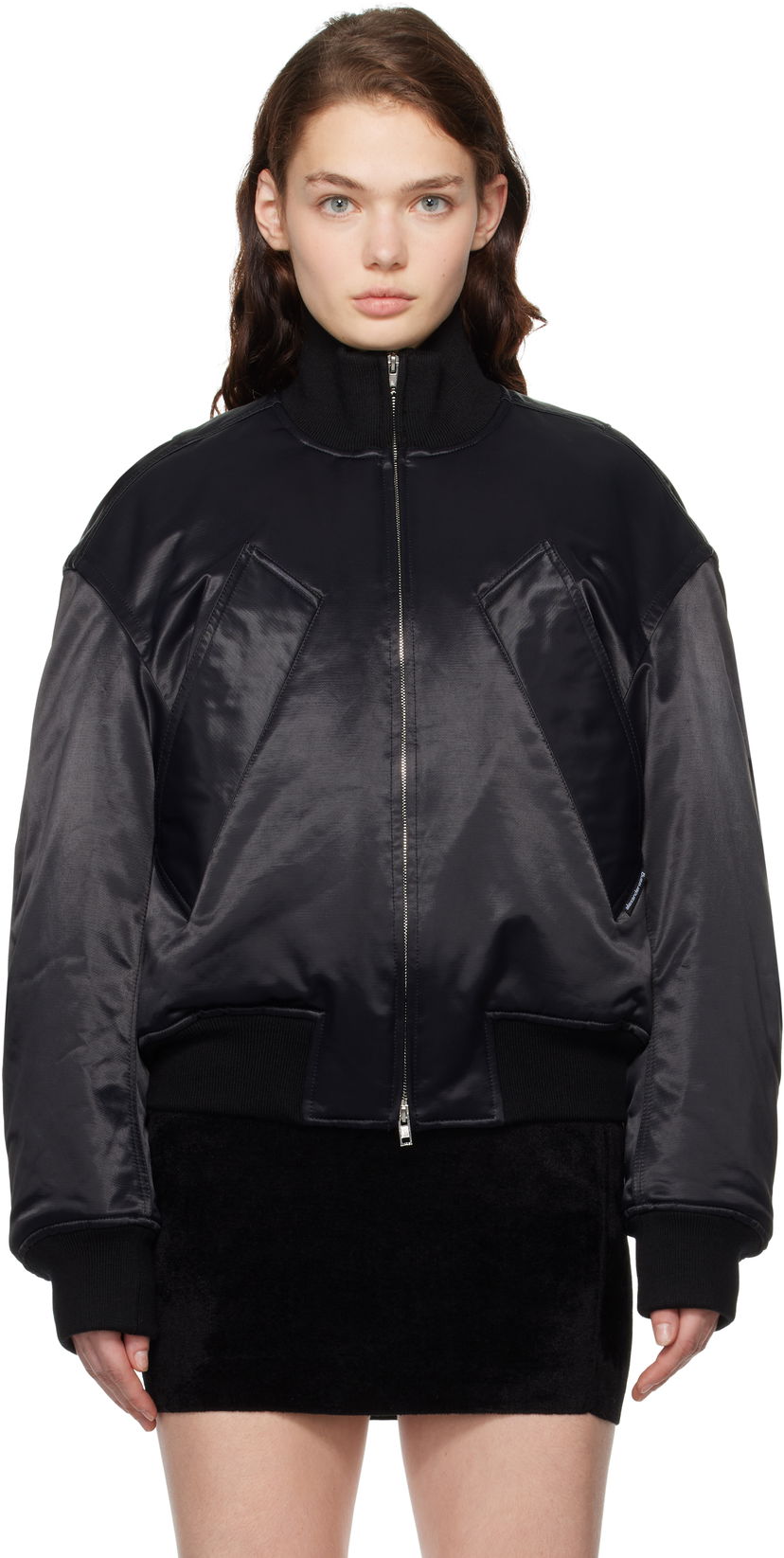 Bomberjacka Alexander Wang Sateen Bomber Jacket Svart | UWC4242050