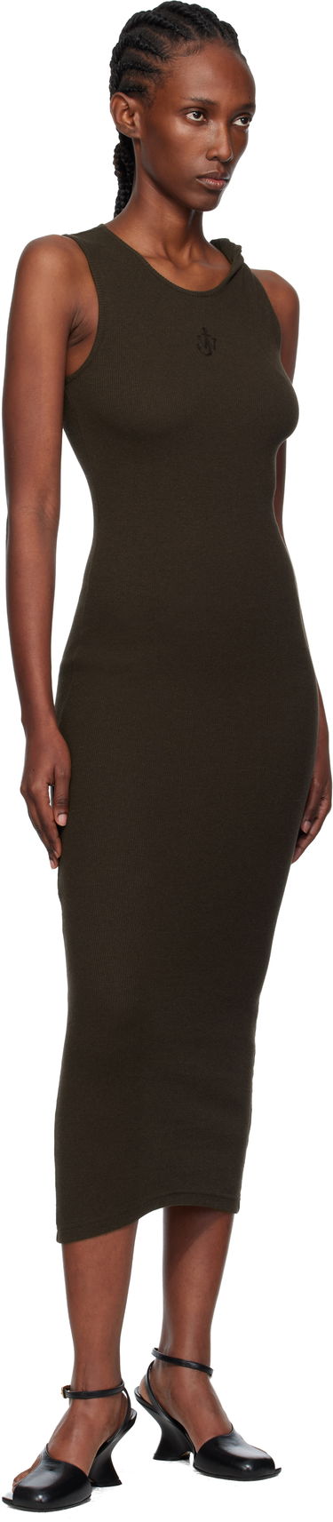 Klä JW Anderson JW Anderson Anchor Embroidery Twisted Strap Maxi Dress Brun | JD0043-PG1841, 3