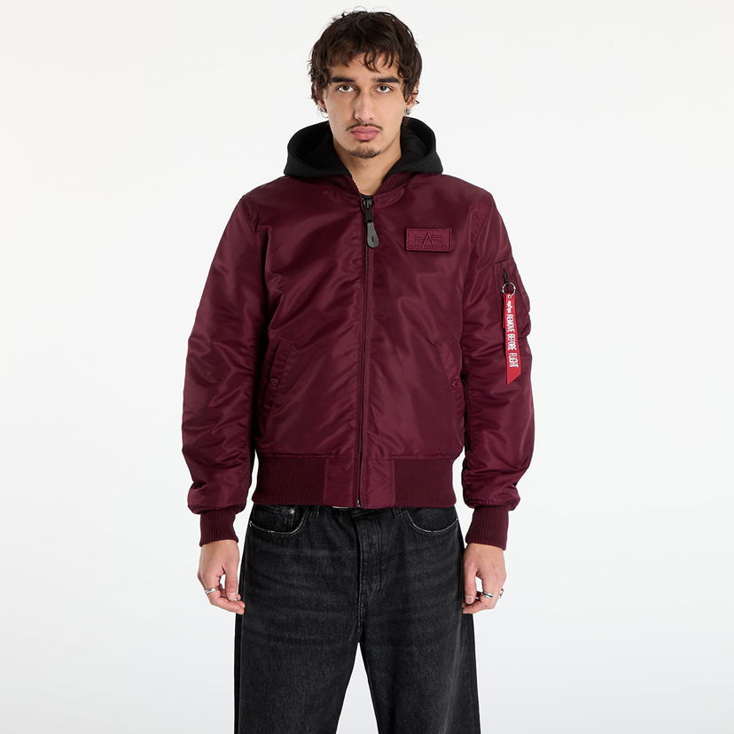 Bomberjacka Alpha Industries Jacket MA-1 Zip Hood Backprint Bourgogne | 128113-608