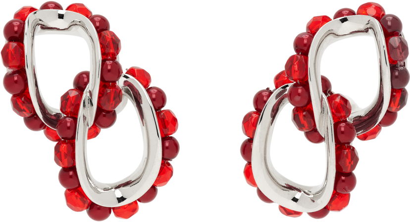 Örhängen KIKO KOSTADINOV Kiko Kostadinov Kandel Silver-Tone & Red Beaded Earrings Röd | KKWAW25ER02-157