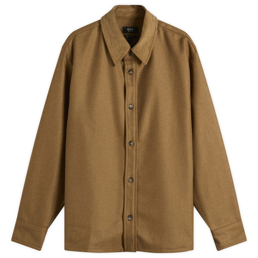 Skjorta A.P.C. Bernado Wool Overshirt, Size Small Brun | WVBCV-H32030-PCB