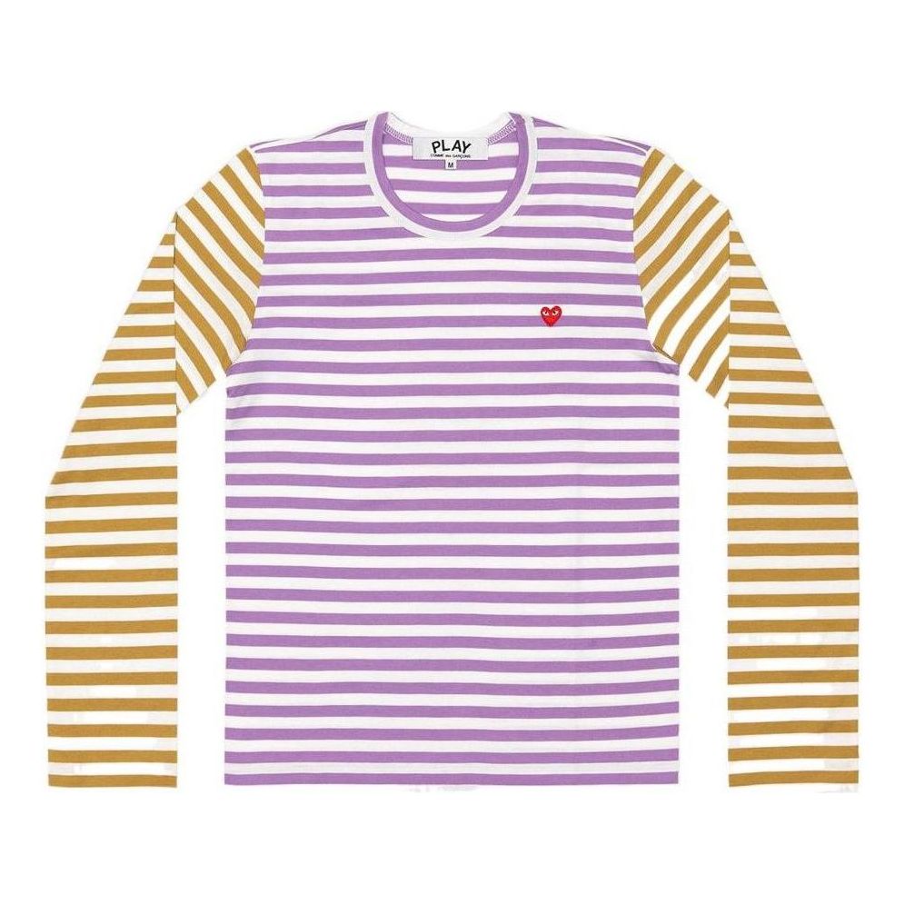 T-shirt Comme des Garçons PLAY Long Sleeve Bi-Colour Striped T-Shirt Purpur | AZ-T318-051-4, 0