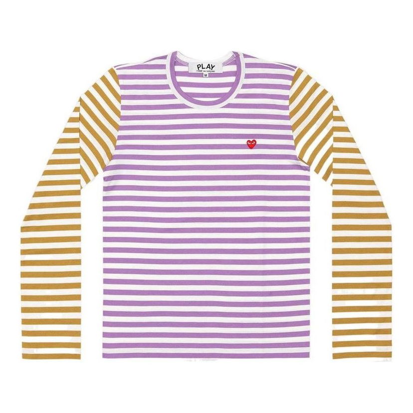 T-shirt Comme des Garçons PLAY Long Sleeve Bi-Colour Striped T-Shirt Purpur | AZ-T318-051-4