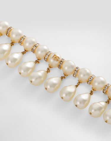 Armband Dolce & Gabbana Pearl And Crystal Embellished Bracelet With Logo Metallisk | WBR2Y2W1111W0111, 2