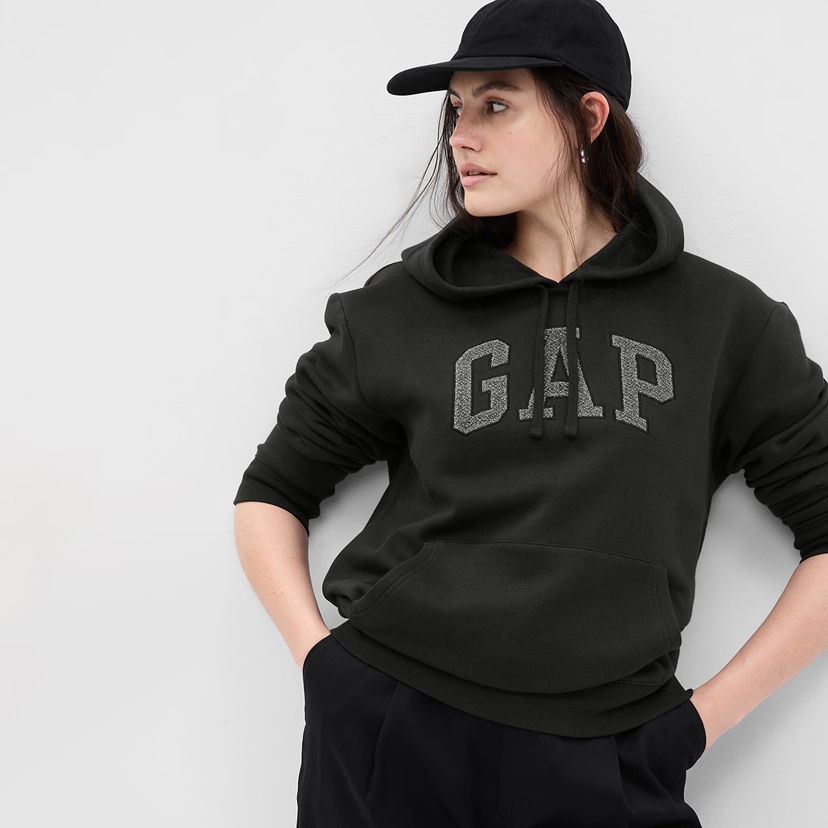 Sweatshirt GAP Pullover Logo Hoodie Moonless Night Glitt Svart | 796099-01