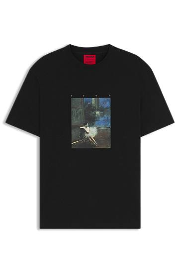 T-shirt BOSS HUGO x apoh Cotton-Jersey T-Shirt with Ballerina Artwork Svart | 50545995