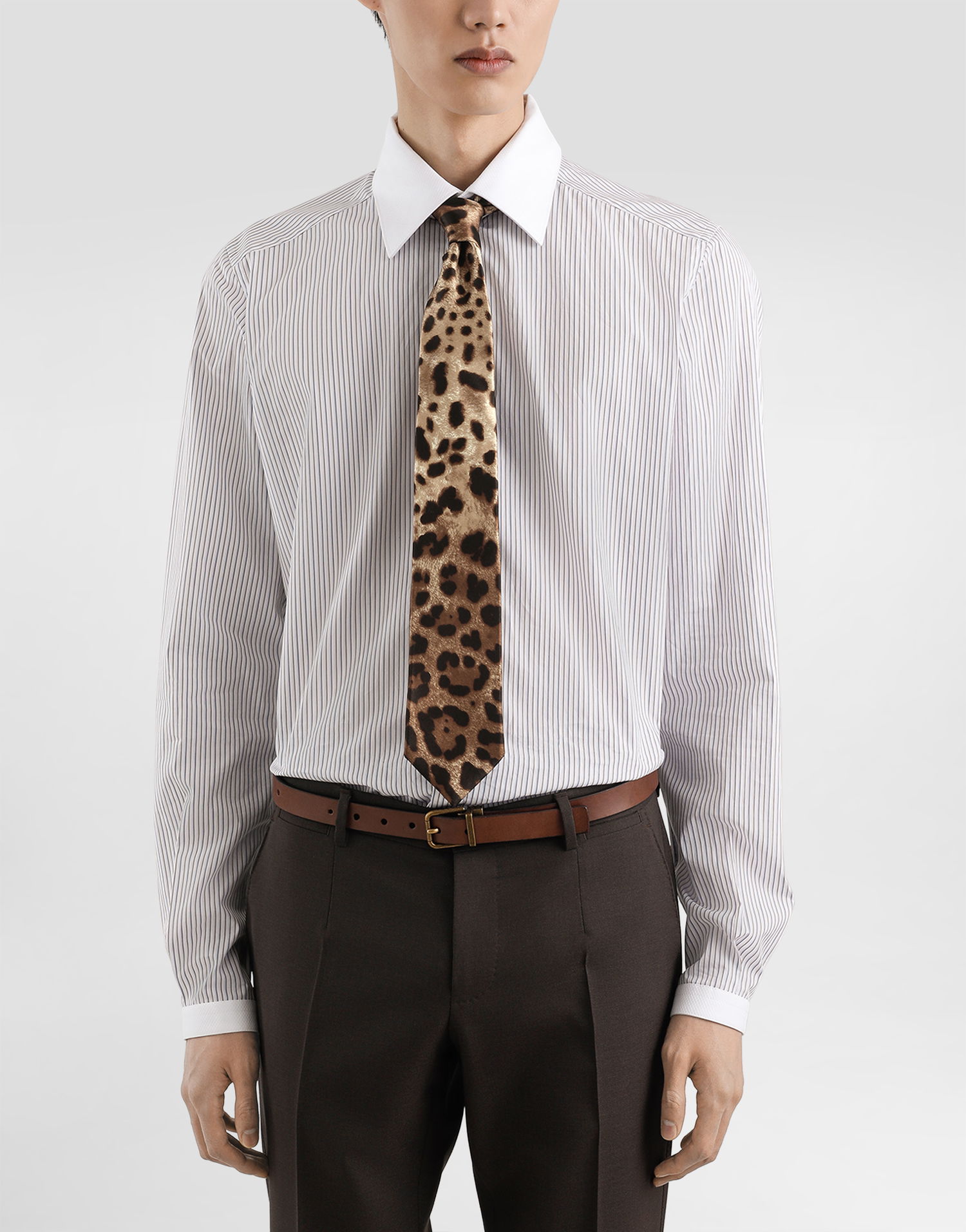 Tillbehör Dolce & Gabbana Dolce & Gabbana Satin Tie with Leopard Print Brun | GT181EFS1GTHY13M, 1