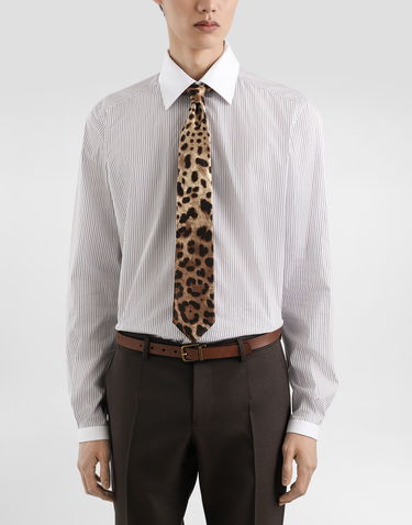 Tillbehör Dolce & Gabbana Dolce & Gabbana Satin Tie with Leopard Print Brun | GT181EFS1GTHY13M, 1
