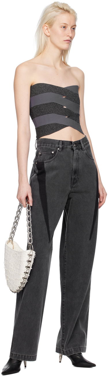 Linne Dion Lee Reflective Interlocking Weave Bustier Top Grå | A7798PS24, 3