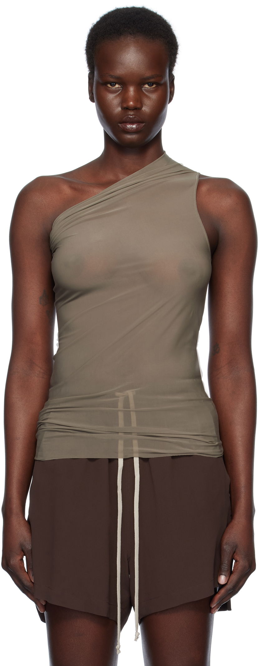 Linne Rick Owens Rick Owens Athena One-Shoulder Tank Top Grön | RP01E7138 BZ