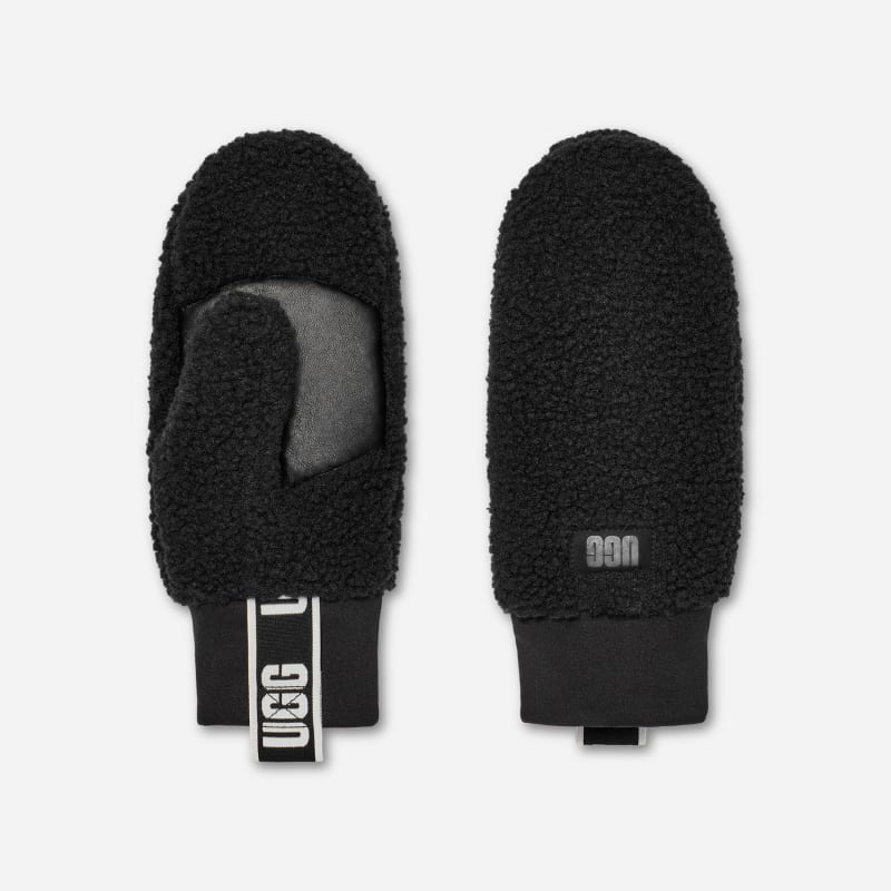 Handskar UGG Logo Tape Fleece Mittens Svart | 101099-BLK, 1
