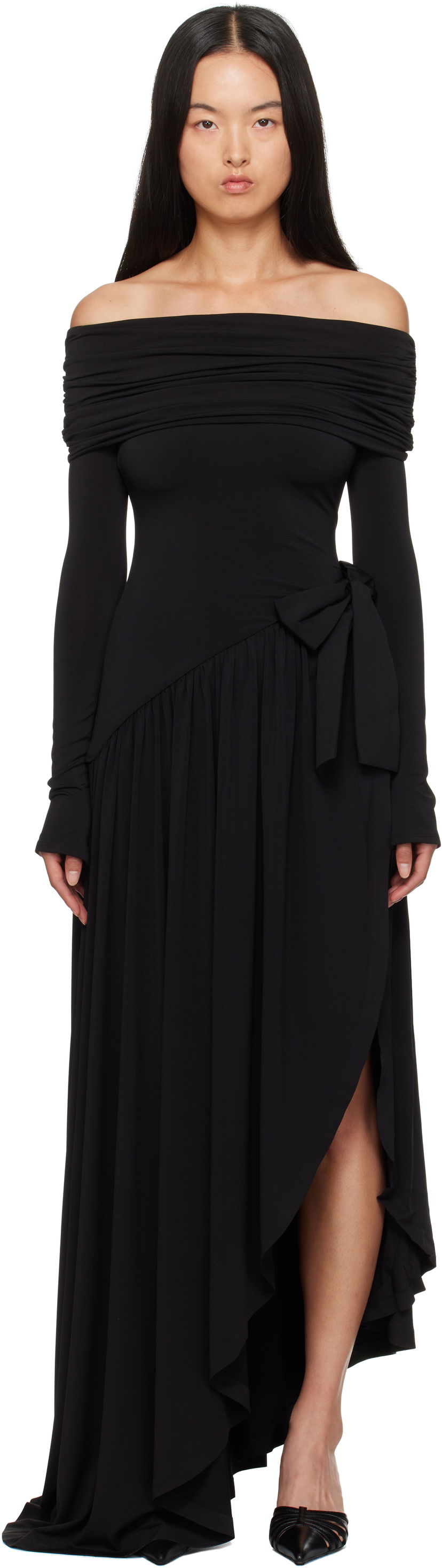 Klä GUIZIO Guizio Lola Off-The-Shoulder Maxi Dress Svart | F24407K012
