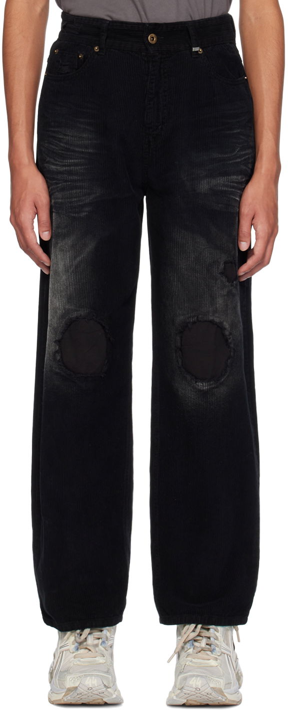 Jeans We11done We11done Distressed Corduroy Trousers Svart | WD-PT2-24-230-M-BK