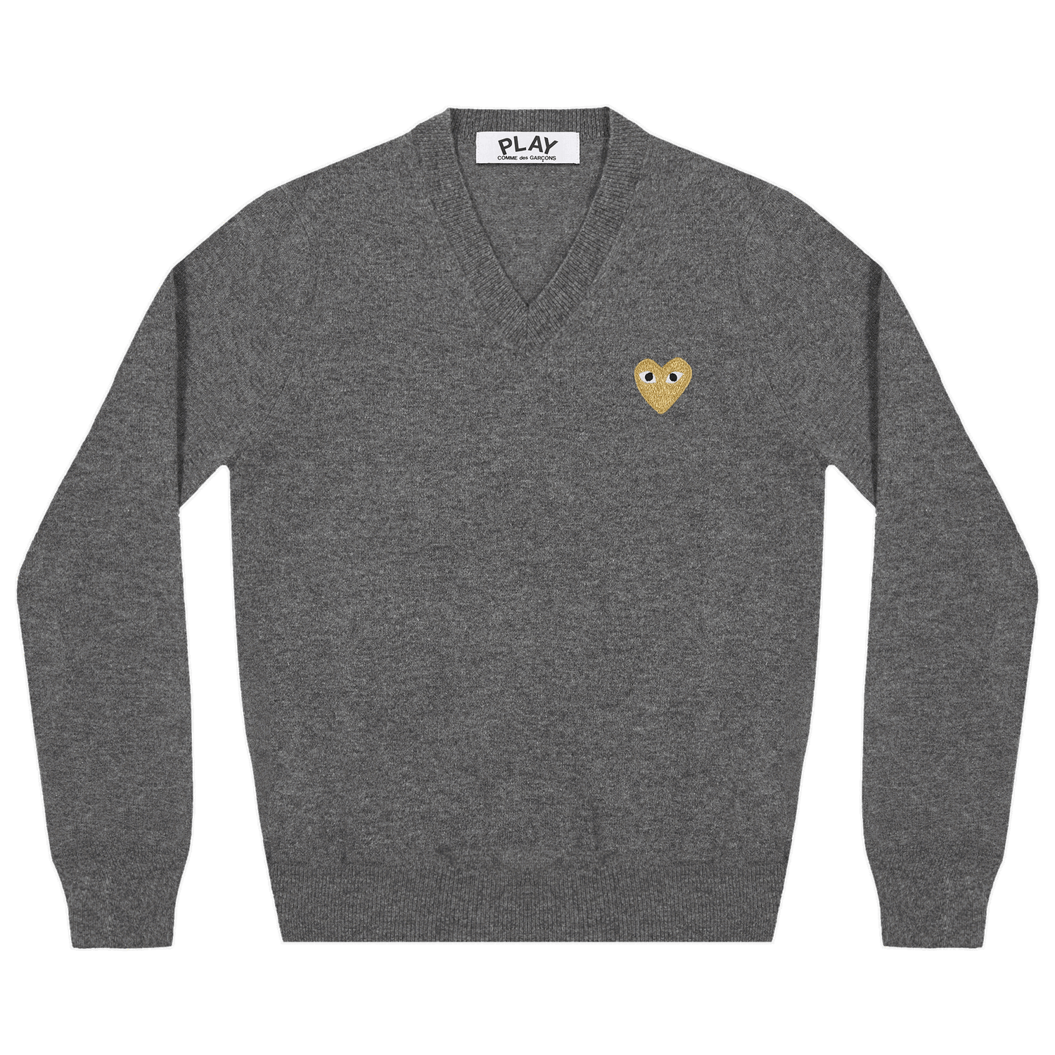 Sweater Comme des Garçons PLAY Heart V-Neck Pullover Grå | AZ N047 051 3, 0