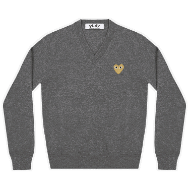 Sweater Comme des Garçons PLAY Heart V-Neck Pullover Grå | AZ N047 051 3, 0