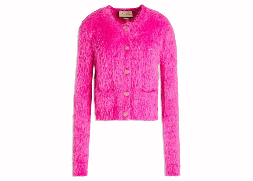 Sweater Gucci Brushed Knit Cardigan Pink Rosa | 697578 XKCEN 5614
