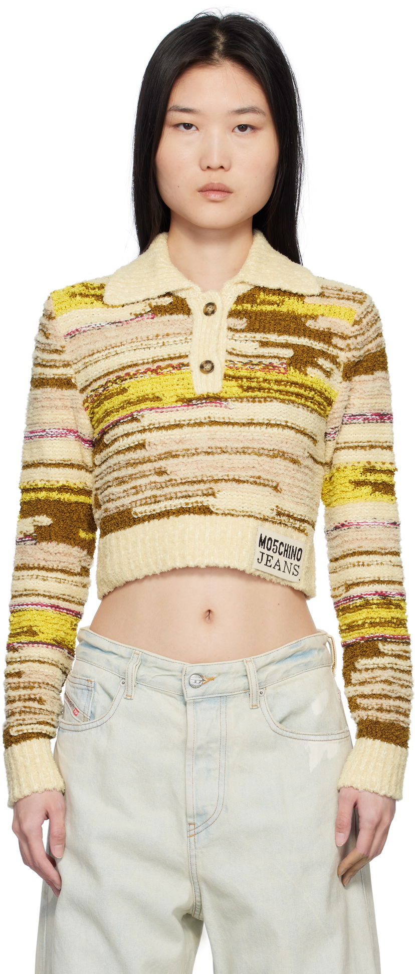 Sweater Moschino Moschino Jeans Cropped Pullover Polo Flerfärgad | 251K10922