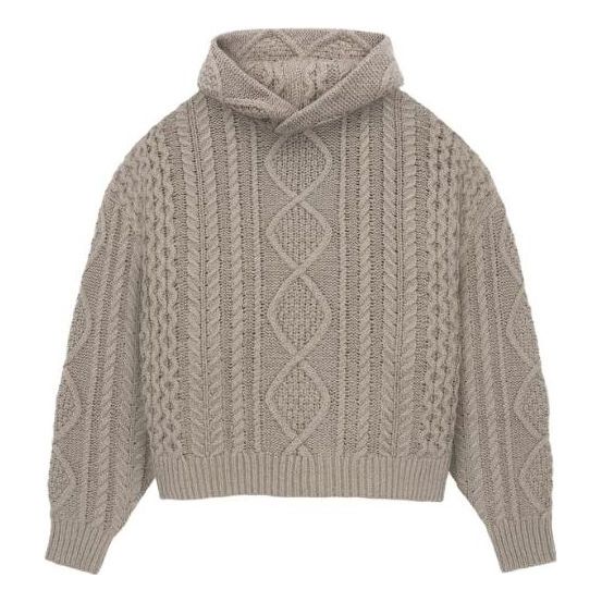 Sweater Fear of God Essentials Cable Knit Hoodie Beige | 192BT234394F, 0