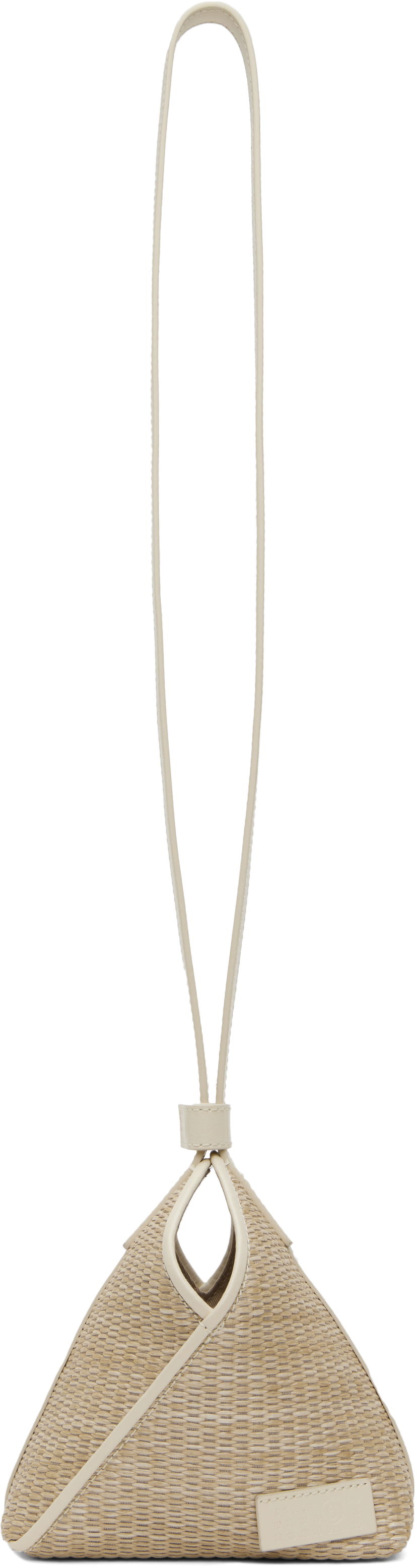Handväska Maison Margiela MM6 Maison Margiela Small Raffia Triangle Shoulder Bag Beige | SB5ZI0013 P7256
