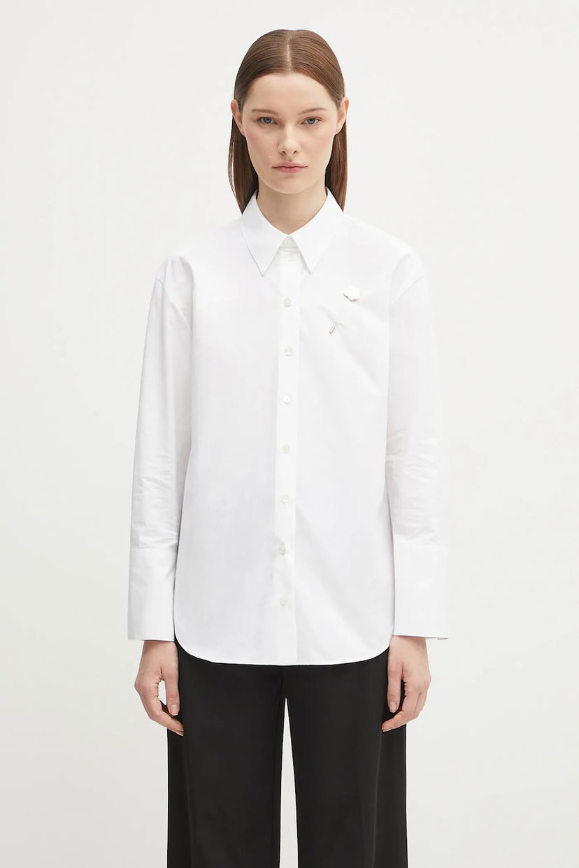 Skjorta KENZO Kenzo Boke Pin Relaxed Fit Shirt with Classic Collar Vit | FF62CH2549LB