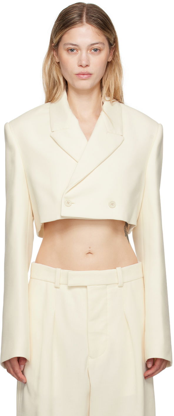 Kläder WARDROBE.NYC Off-White Cropped Blazer Beige | W4076PC
