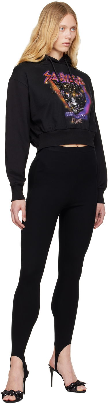 Sweatshirt Versace Versace Jeans Couture Savage Print Cropped Hoodie Svart | E78HAIC04_ECF00C, 3
