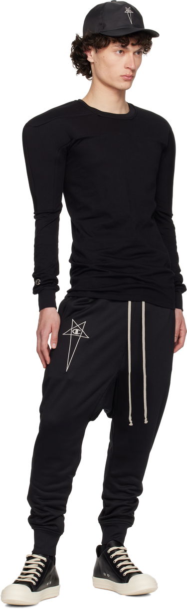 Träningsbyxor Rick Owens Rick Owens Champion Edition Prisoner Drawstring Sweatpants Svart | CM01E1689 CHJS SHINY SWEAT JERSE, 4