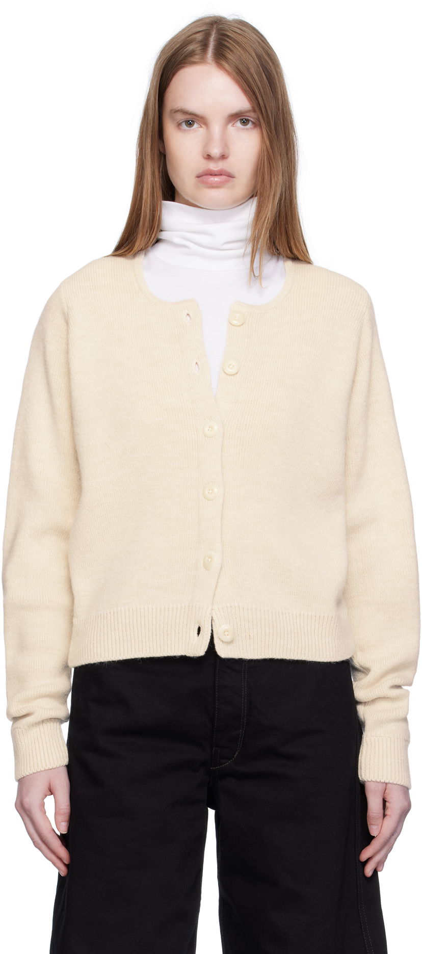 Sweater LEMAIRE Lemaire Alpaca Cropped Cardigan Beige | TO1411 LK1028