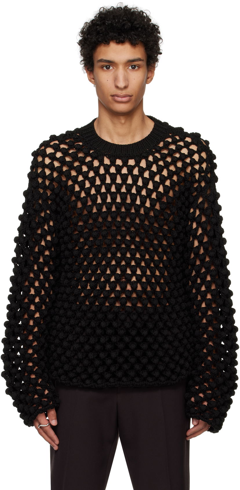 Sweater Jil Sander Jil Sander Crochet Crew-Neck Sweater Svart | J22GP0242_J19157