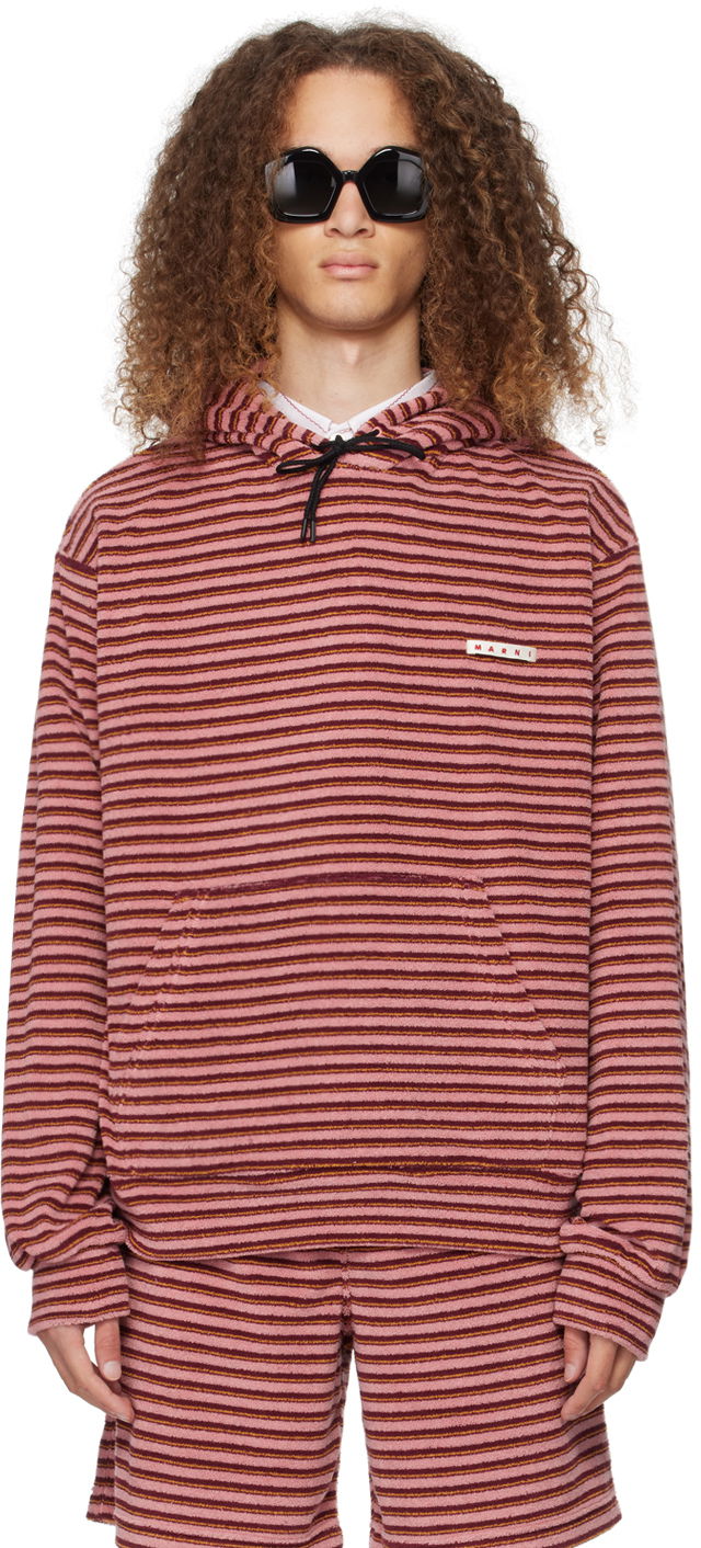 Sweatshirt Marni Striped Hoodie Rosa | FUMU0073X1 UTC321