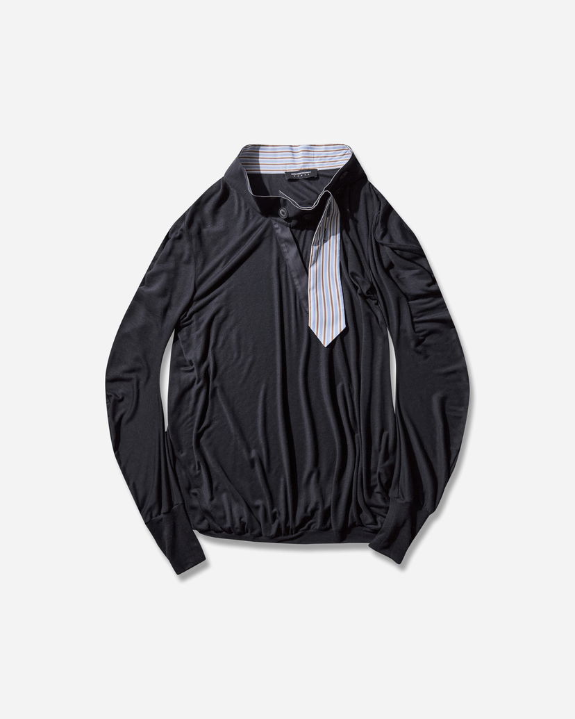 Jersey KIKO KOSTADINOV Howe Long-Sleeve Jersey with Striped Placket Detail Svart | KKWAW25TP06 80