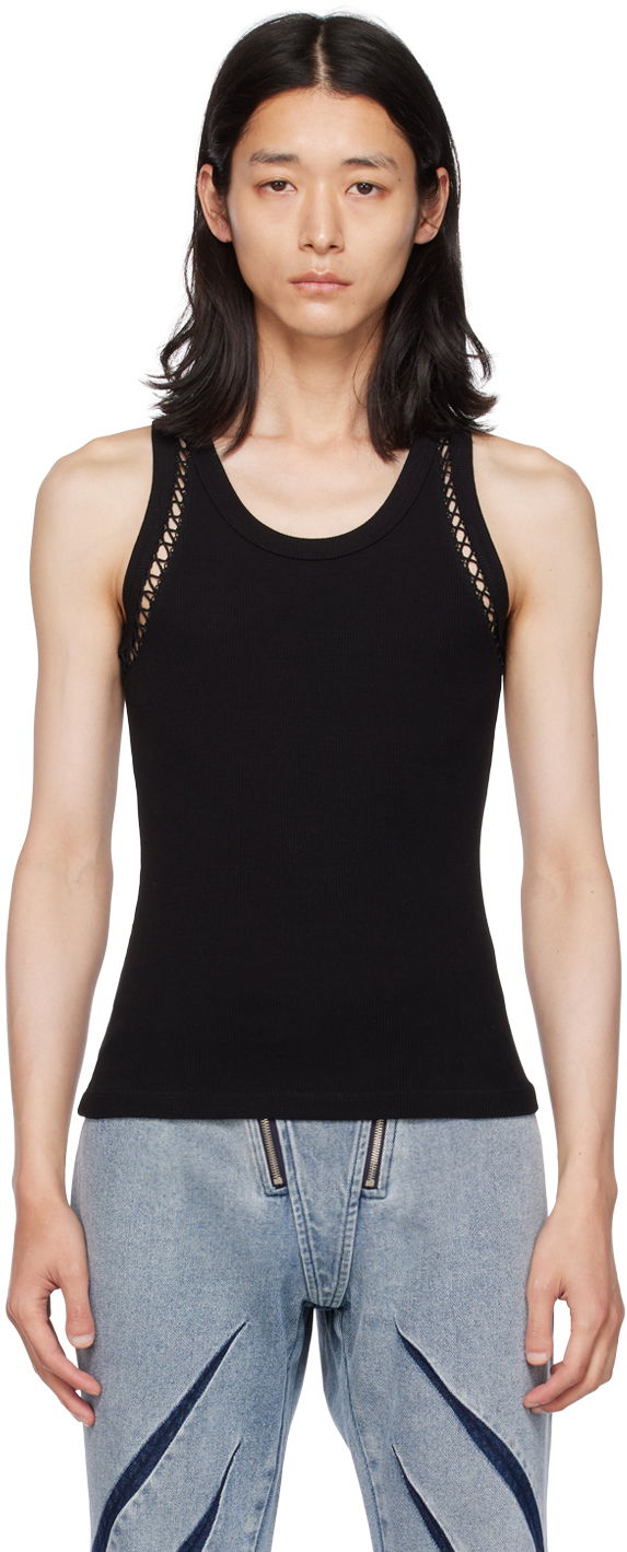 Linne Dion Lee Picot Lace Tank Top Svart | C3148P23