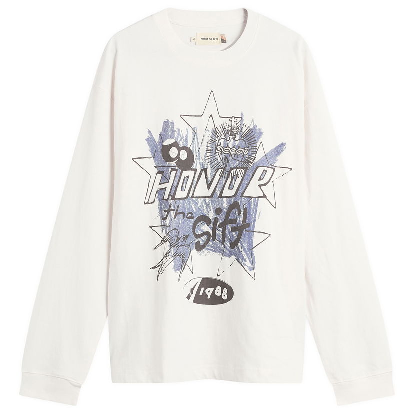 T-shirt Honor The Gift Pop Art Long Sleeve T-Shirt Vit | HTG250344-WHT