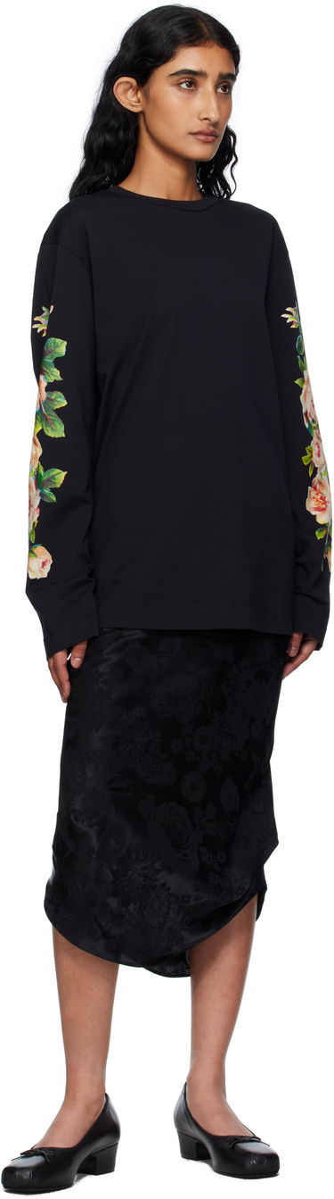 T-shirt Simone Rocha Simone Rocha Rose Bouquet Long Sleeve T-shirt Svart | 5194P52-W 0569, 3
