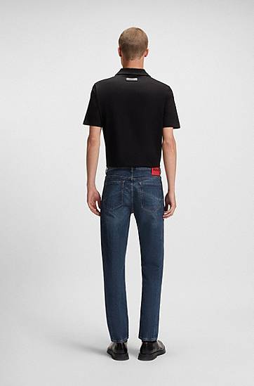 Jeans BOSS Tapered-Fit Stretch Denim Jeans Blå | 50542679, 1