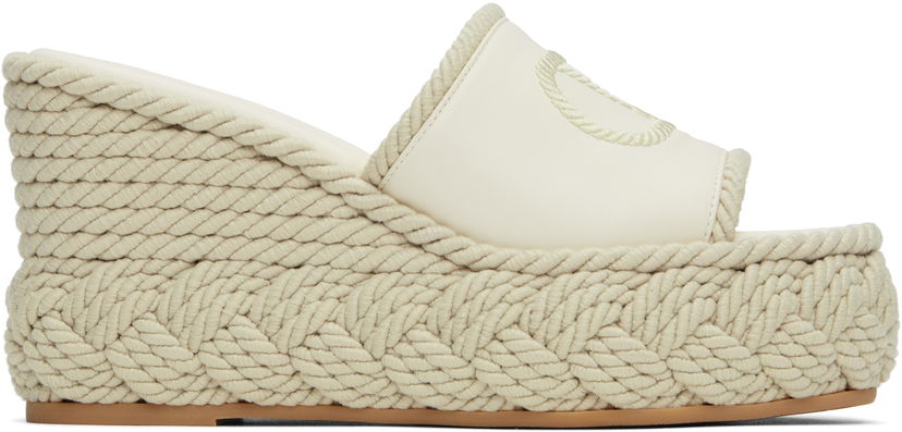 Sneakers och skor Valentino Valentino Garavani VLogo Torchon Wedge Slide Sandals Beige | 6W2S0KC5YWI