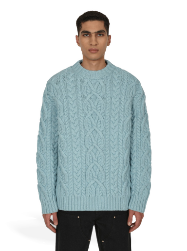Skjorta Dries Van Noten Cable Knit Sweater Blue Turkos | 222-021232-5707 505