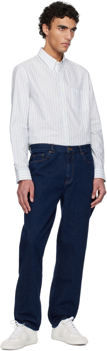 Skjorta A.P.C. A.P.C. Edouard Brodée Striped Button-Down Shirt Vit | COHFZ-H12509, 4