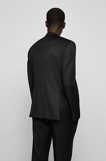 Jacka BOSS Extra-Slim Fit Virgin Wool Serge Suit Jacket Svart | 50469181, 1