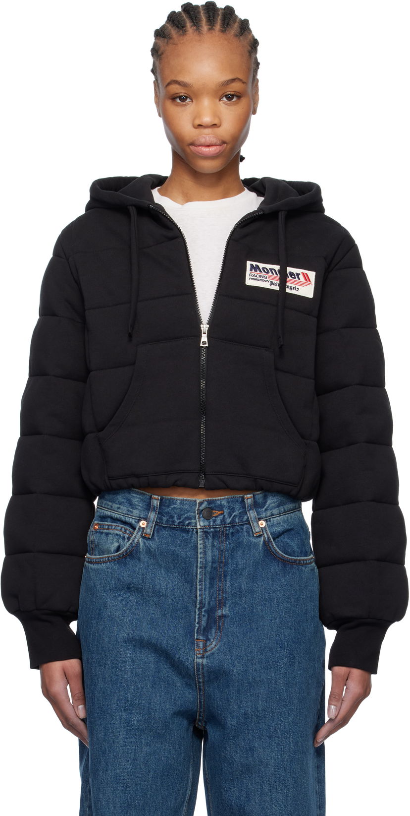 Sweatshirt Moncler Moncler Genius x Palm Angels Zip-Up Down Hoodie Svart | J209L8G00007899V4