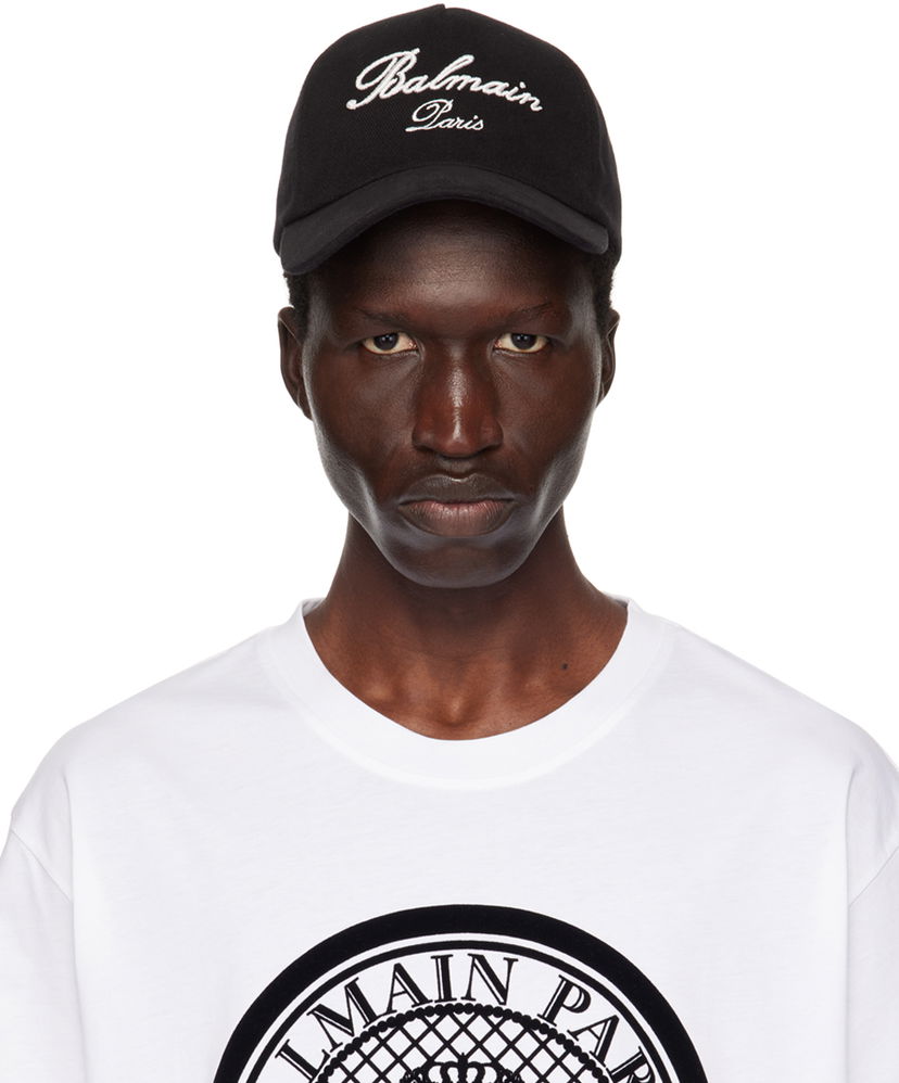 Keps Balmain Black Signature Embroidery Cap Svart | DH1XA231CD29