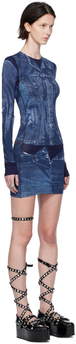 Klä Jean Paul Gaultier Jean Paul Gaultier Trompe L'oeil Denim Print Minidress Blå | 23/15-F-RO076-J530-5950, 1