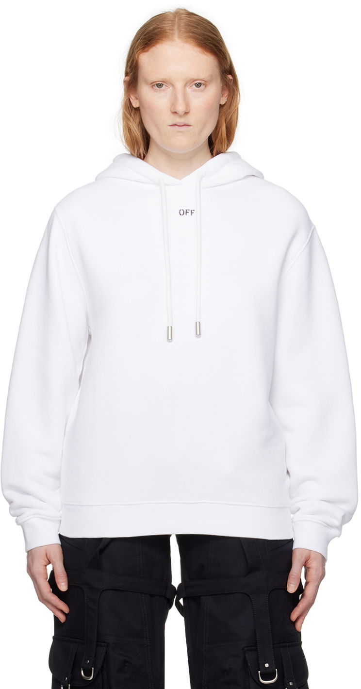 Sweatshirt Off-White White Embroidered Hoodie Vit | OWBB035S24FLE0070101
