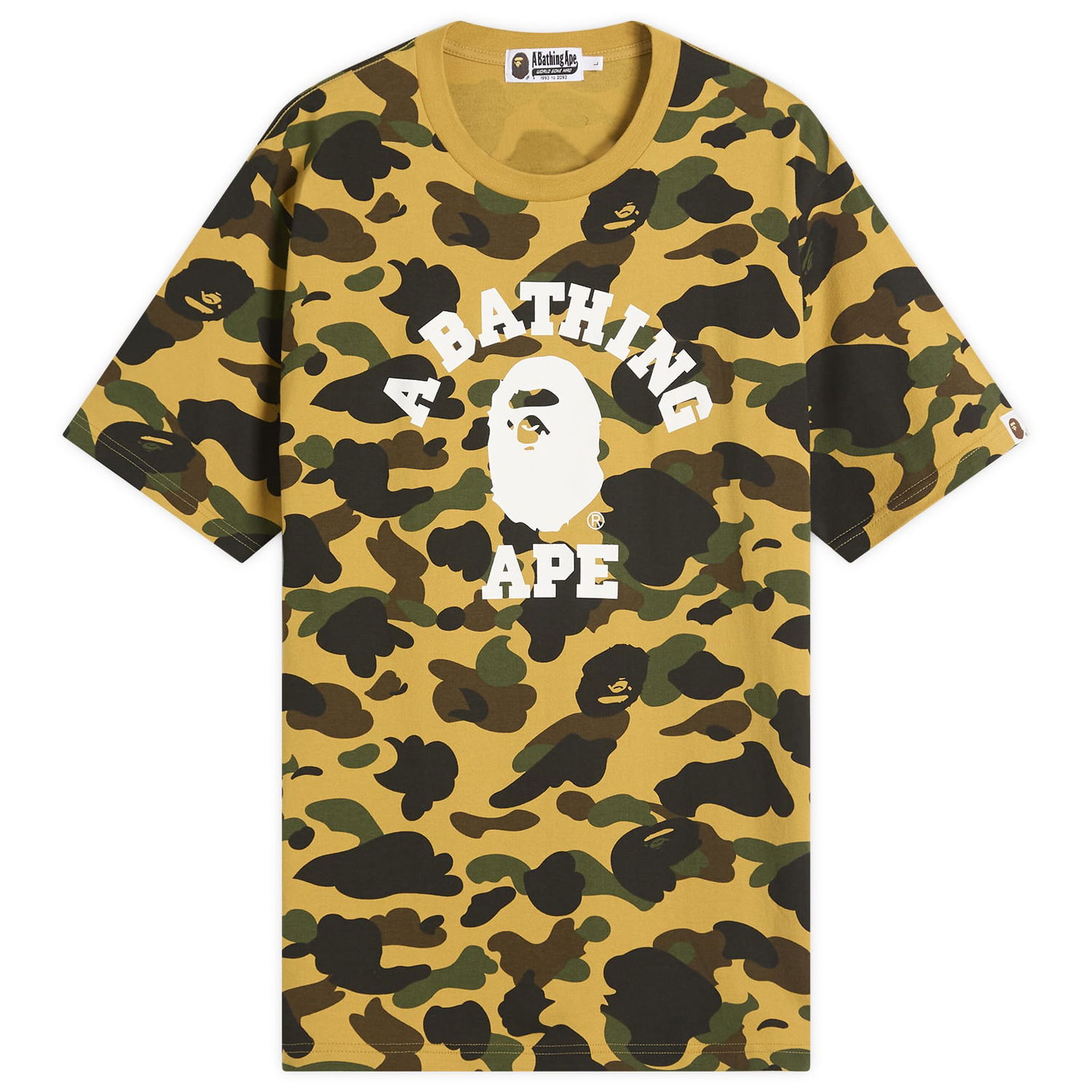 T-shirt BAPE Bathing Ape 1st Camo College Tee, Size Large Gul | 001CSL301010M-YEL, 0