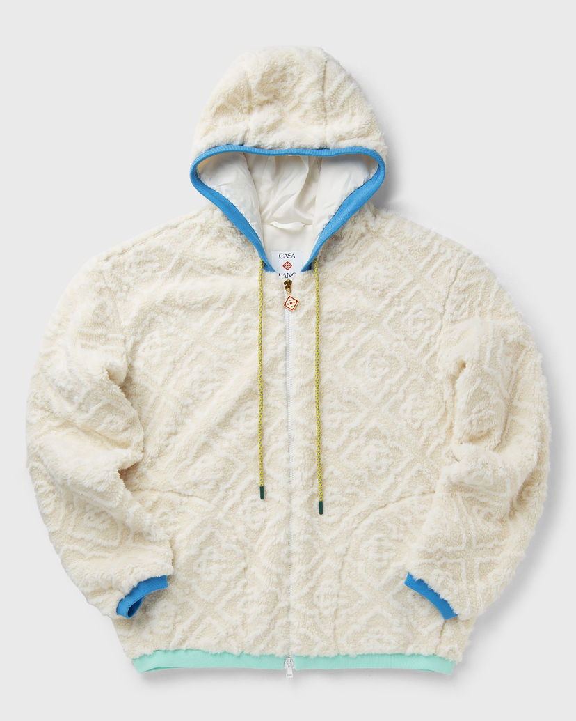 Jacka Casablanca Monogram Fleece Hooded Jacket Vit | MPF25-JTP-373-01