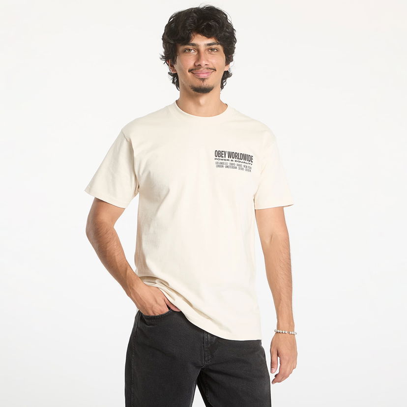 T-shirt OBEY Worldwide Power & Equalit Cream Beige | 165263920-CRM