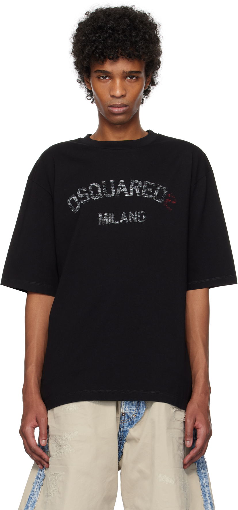 T-shirt DSQUARED2 Dsquared2 Loose Fit Faded Logo T-Shirt Svart | S74GD1399_D20020