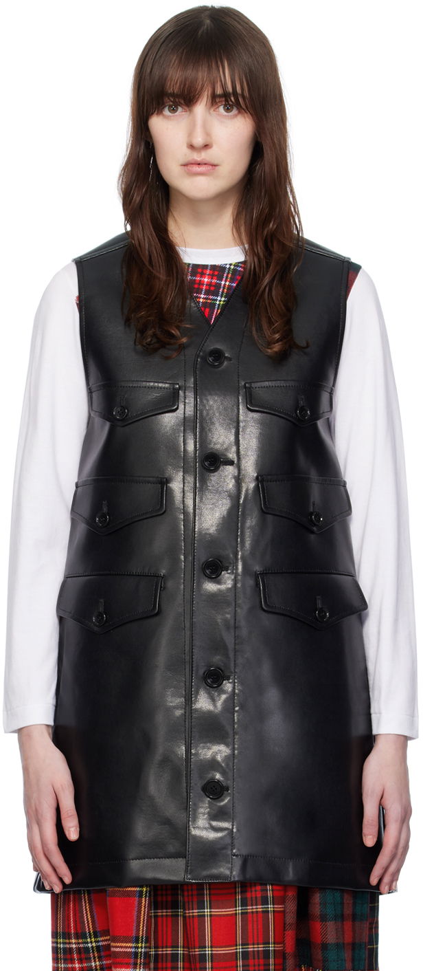 Väst Comme des Garçons Comme Des Garçons Belted Faux-Leather Vest Svart | TL-V009-051